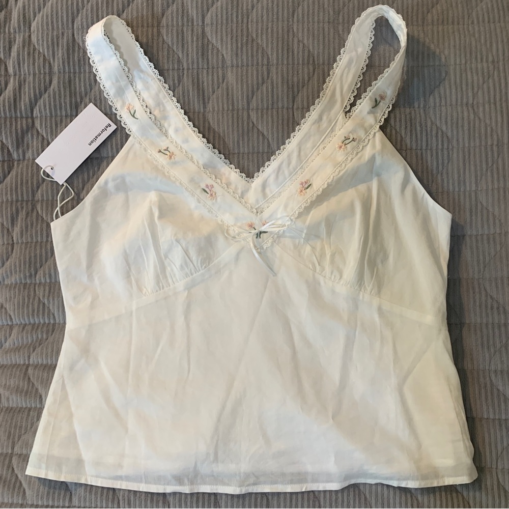 NWT Reformation white linen tank